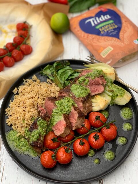 Asian Spiced Steak with Tilda Wholegrain Basmati & Quinoa Rice