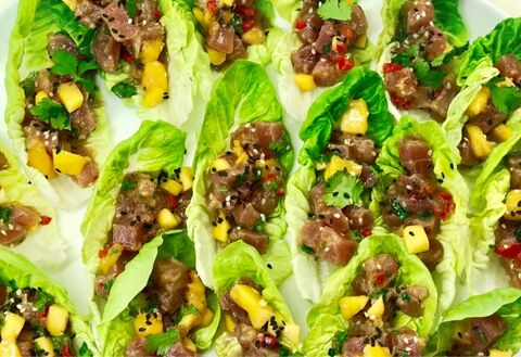 Poké Yellowfin Tuna lettuce cups.