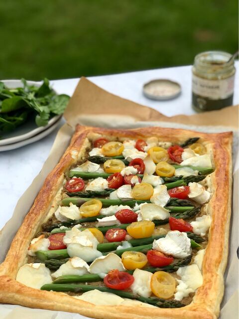 Asparagus, Tomato & Goats Cheese Tart