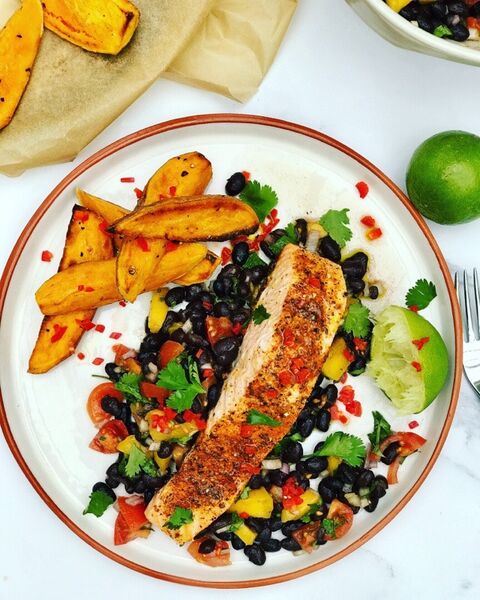 Cajun Salmon with Black Bean Salsa