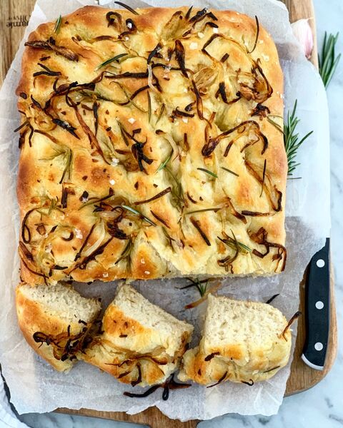 Caramelised Onion Garlic & Rosemary Focaccia