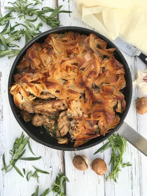 Chicken Mushroom & Tarragon Filo Pie