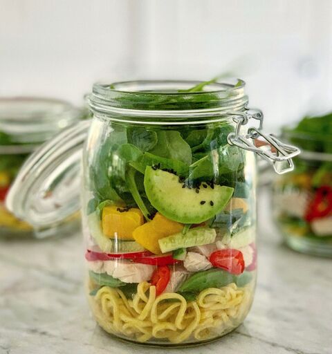 Chicken Noodle Salad Jars