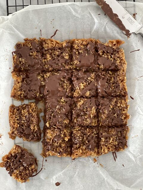 Chocolate Drizzled Flapjacks