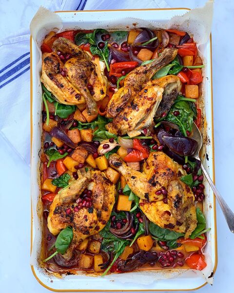 Harissa Poussin & Roasted Vegetable Traybake