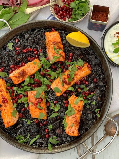 Middle Eastern Black Rice Paella