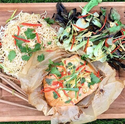 Miso Steamed Salmon with Garlic Ginger & Chilli