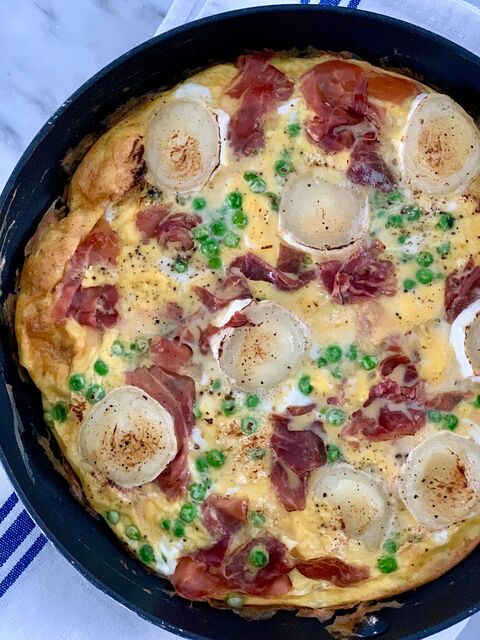 Pea Ham & Goats Cheese Frittata