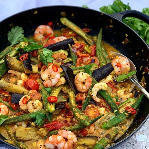 Prawn, Aubergine & Okra Curry