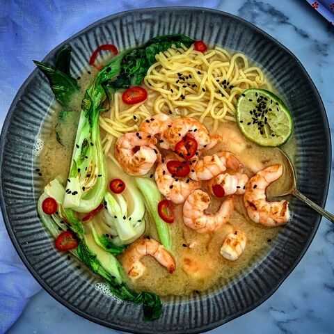 Prawn & Noodle Miso Soup