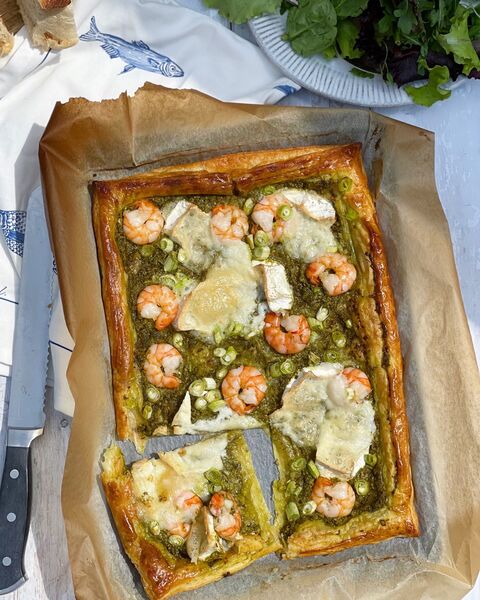 Prawn Pesto & Goats Cheese Tart