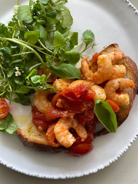 Prawn Tomato & Garlic Crostini