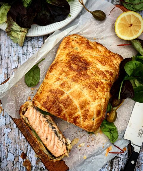 Salmon, mustard & miso en croûte