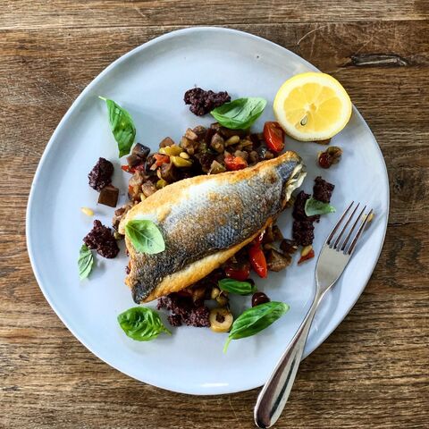 Sea Bass with Caponata