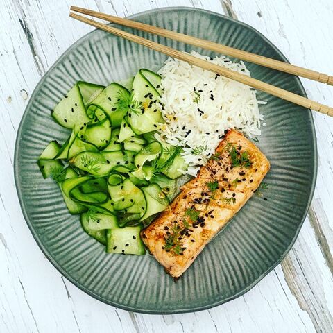 Seared Salmon with Pickled Cucumber