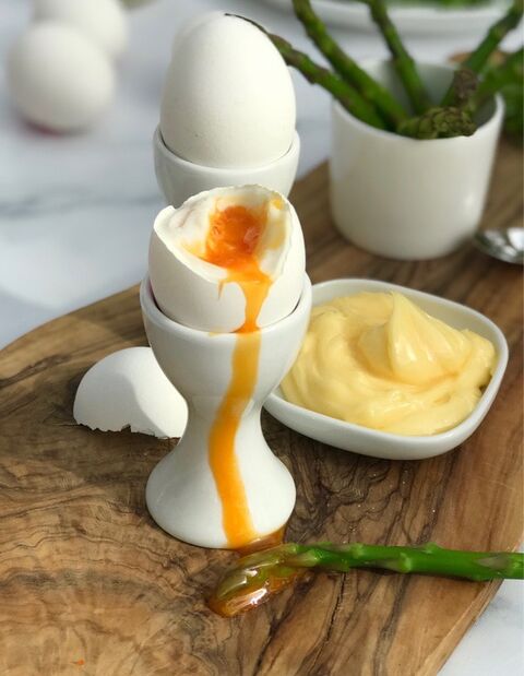 Soft Boiled Eggs with Asparagus Tips & Truffled Mayo