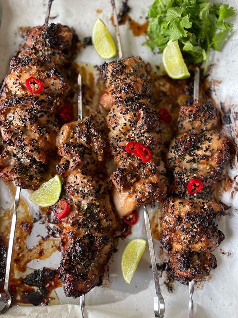 Soy & Peanut Chicken Kebabs