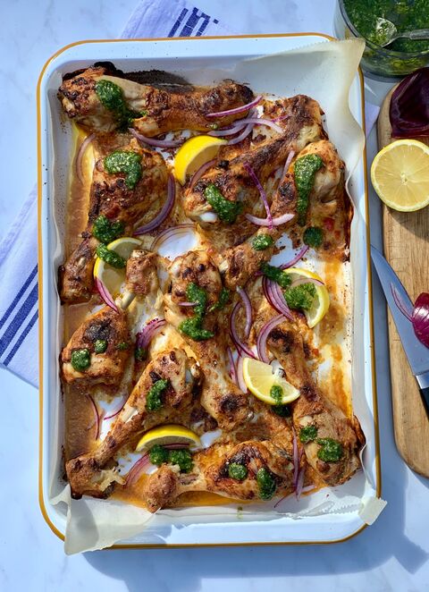 Tandoori Chicken Drumsticks with Coriander & Chilli Chutney