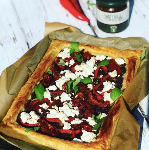 Tapenade Tomato Pepper & Feta Tart