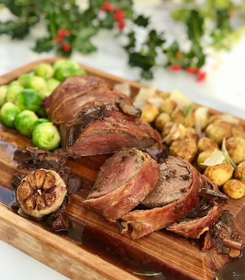Chateaubriand Wrapped in Parma Ham with Port & Porcini Sauce